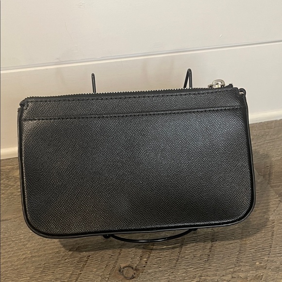 Michael Kors "Saylor" Pouchette Wristlet Black Saffiano Leather White Spellout - Picture 3 of 10